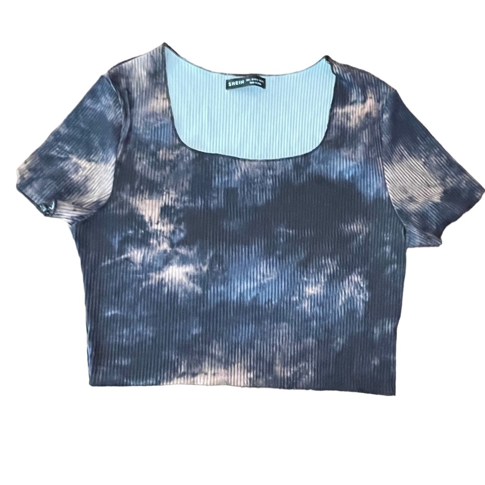 SHEIN woman’s crop top, tie dyed, ribbed fabric, size‎ large